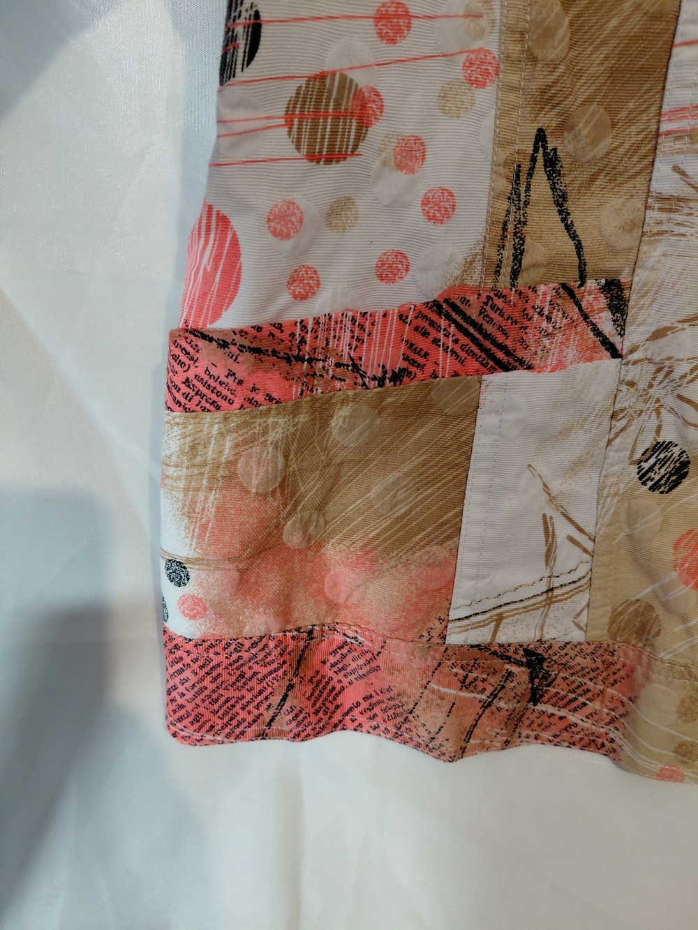 Womens Coral & Beige Patchwork Jean Jacket - Picture 3 of 11